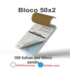 bloco  Autocopiativo  15x20cm  (50x2) autocopiativo 56g 15x20cm 1X0 2 Vias blocado, Grampo e picote padrão 50 folhas brancas e 50 folhas azuis